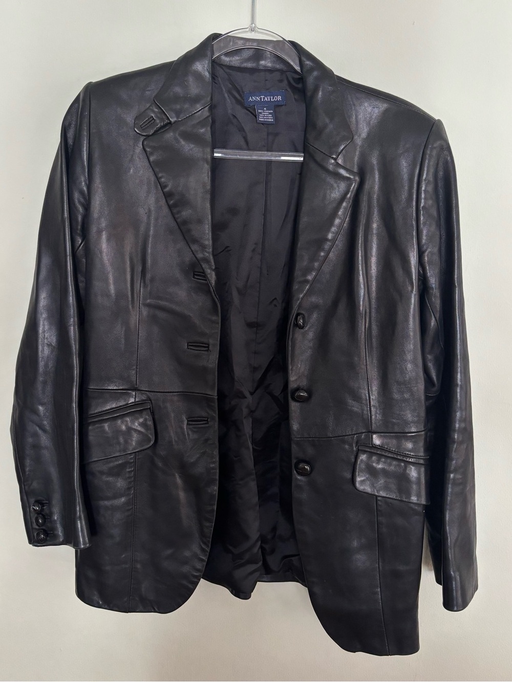 Ann Taylor 100% Genuine Leather Jacket with buttons Size 4